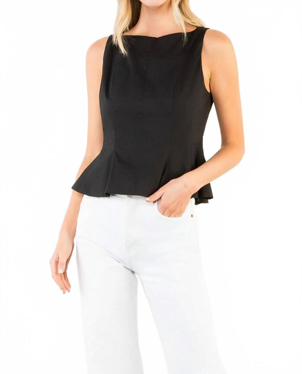 NEW THML sleeveless peplum top in black